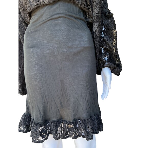 Free People Ruby Lace Mini Dress Balloon Sleeve Black BOHO Witchy Romantic Goth - Picture 10 of 16